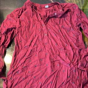Old Navy Maroon Polka Dot Long Sleeve Tee